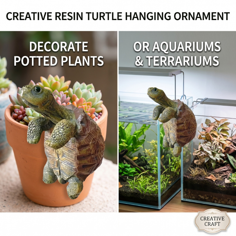 Aquarium Planted Plants - Fishing Turtle Hanging Turtle Figurine for