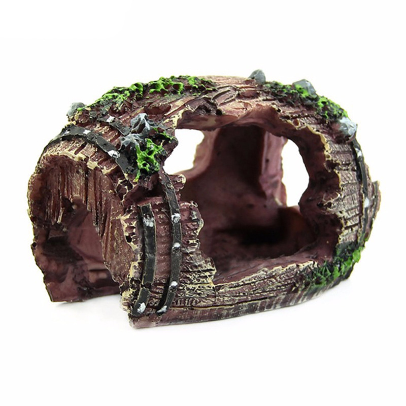 Aquarium Plant Grass - Aquarium Artificial Barrel Cave Resin Ornaments