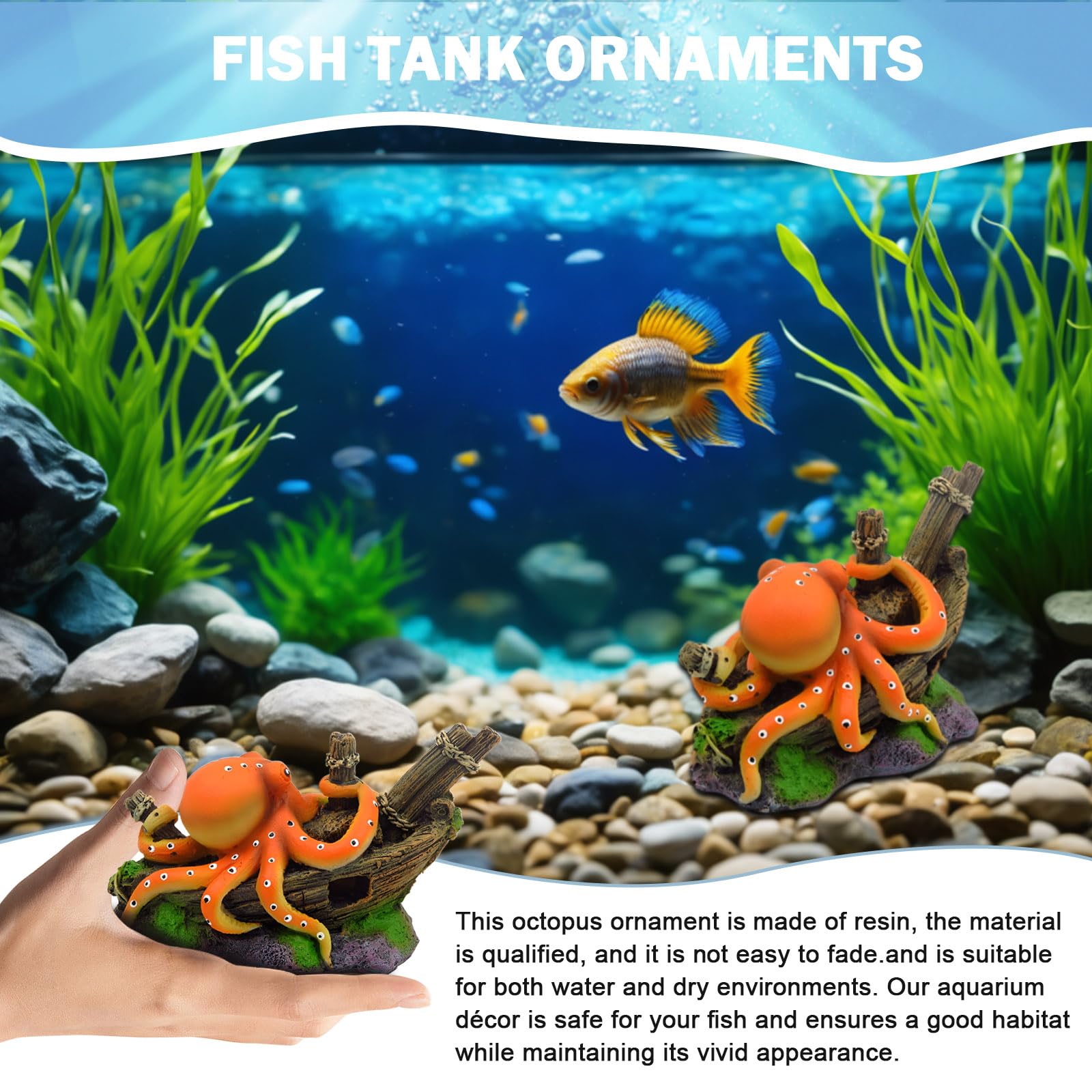 Resin Octopus Statue Ornaments - Aquarium Sand White incelemesi ve fiyatı