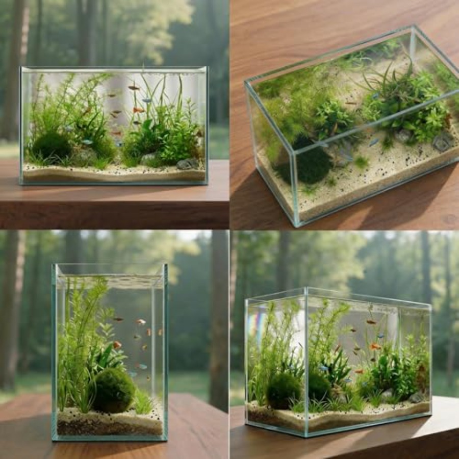 Glass Fish Tank Open-Back Lid  - Planted Aquarium For Betta incelemesi ve fiyatı